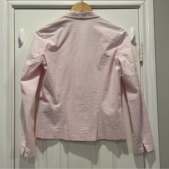 Vtg Lauren Ralph Lauren Blazer Women’s Small Petite Pink Seersucker Stretch - Picture 2 of 8